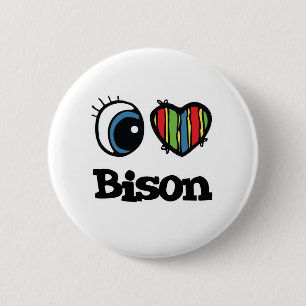 Ich liebe (Herz) Bisons Button