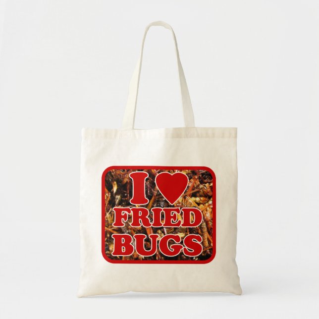 Ich Liebe [Herz] Bugs gebraten ... Thai Street Foo Tragetasche (Vorne)