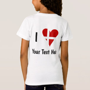 Ich liebe (Herz Dänische Flagge) Personalisierter  T-Shirt