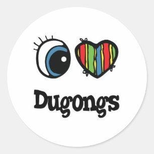 Ich liebe (Herz) Dugongs Runder Aufkleber