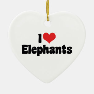 Ich liebe Herz Elefanten - Elefantenliebhaber Keramikornament