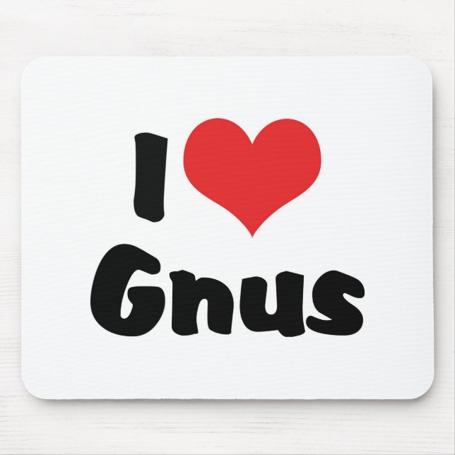 Ich liebe Herz Gnus Mousepad (Vorne)