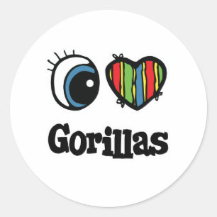 Ich liebe (Herz) Gorillas Runder Aufkleber