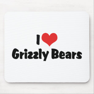 Ich liebe Herz Grizzlybären Mousepad