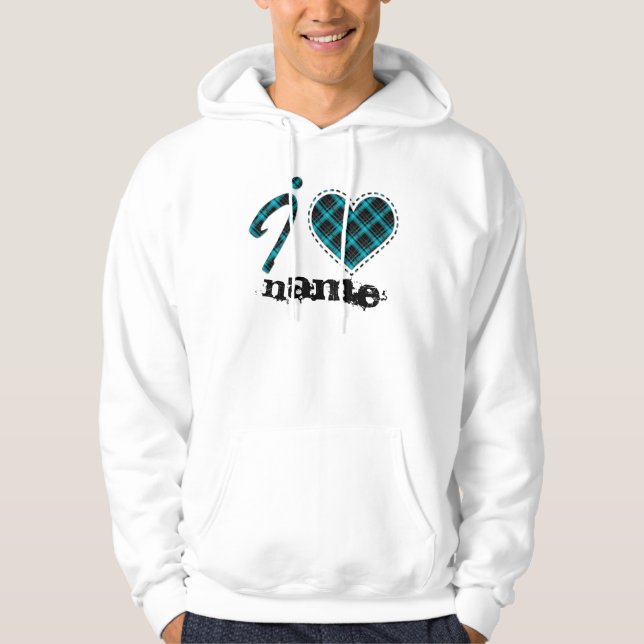 Ich Liebe... Herz, kariert Hoodie (Vorderseite)