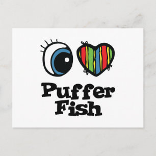 Ich liebe (Herz) Kugelfische Postkarte