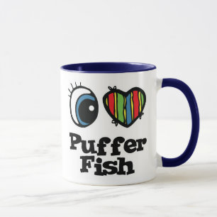 Ich liebe (Herz) Kugelfische Tasse