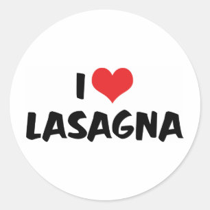 Ich liebe Herz-Lasagne - Italienisches Essen Nudel Runder Aufkleber