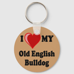 Ich Liebe (Herz) mein alter englischer Bulldoghund Schlüsselanhänger