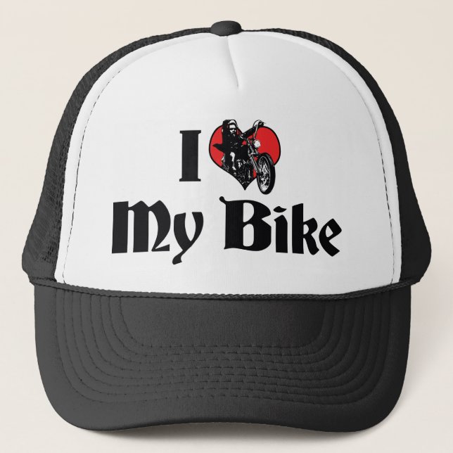 Ich Liebe Herz mein Bike - Fahrrad-Rad Lover Truckerkappe (Vorderseite)