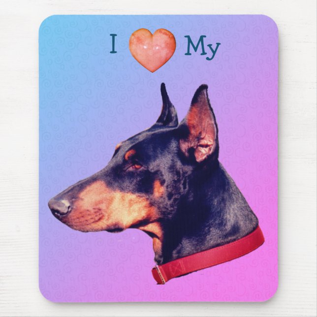Ich Liebe Herz mein Doberman Mousepad (Vorne)