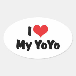 Ich liebe Herz mein YoYo Ovaler Aufkleber