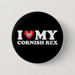 Ich liebe (Herz) meine Cornish Rex Button