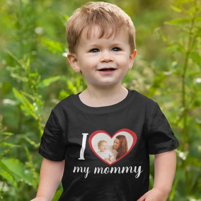 Ich Liebe Herz meine Mama-benutzerdefinierten Foto Baby T-shirt (Von Creator hochgeladen)