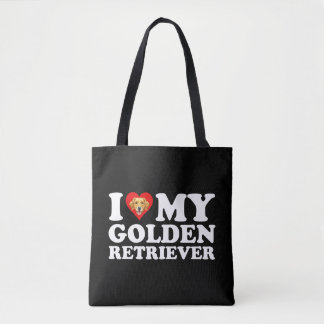 Ich liebe (Herz) meinen Golden Retriever Tasche