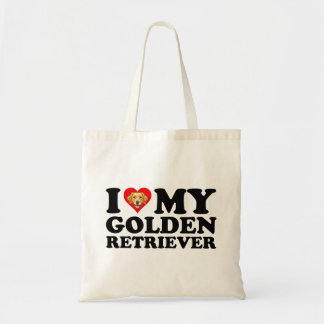 Ich liebe (Herz) meinen Golden Retriever Tragetasche