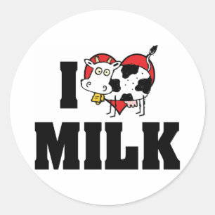 Ich liebe Herz Milch - Kuhsaft Milchliebhaber Runder Aufkleber