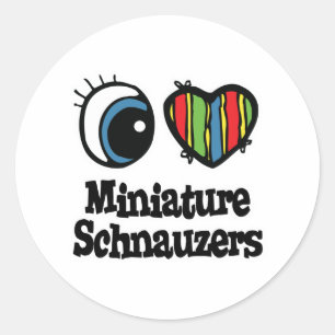 Ich liebe (Herz) Miniaturschnauzer Runder Aufkleber