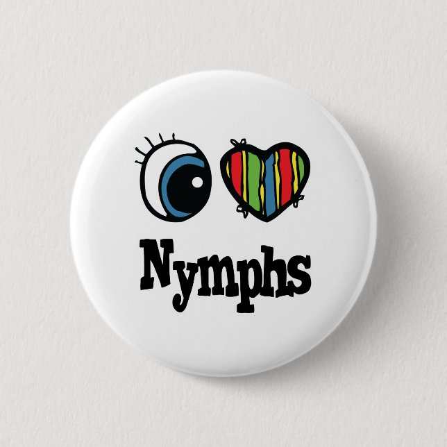 Ich liebe (Herz) Nymphen Button (Vorderseite)