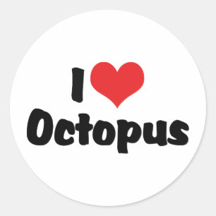 Ich liebe Herz-Oktopus Runder Aufkleber