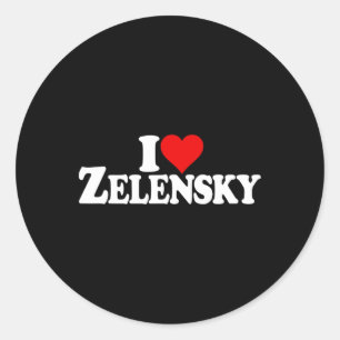 Ich liebe Herz Selenskyj Wolodymyr Ukraine Ukr 2 Runder Aufkleber