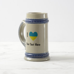 Ich liebe (Herz Ukrainische Flagge) Personalisiert Bierglas
