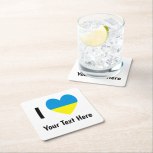 Ich liebe (Herz ukrainische Flagge) Personalisiert Rechteckiger Pappuntersetzer