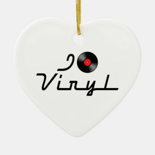 Ich liebe Herz Vinyl - DJ Schallplattenalbum Liebh Keramik Ornament