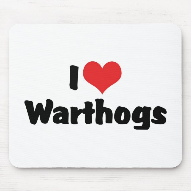 Ich liebe Herz Warzenschweine Mousepad (Vorne)