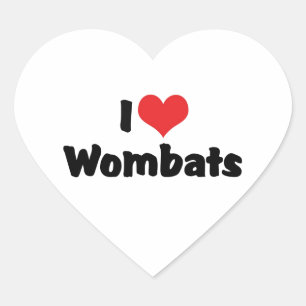 Ich liebe Herz Wombats Herz-Aufkleber