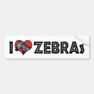 Ich liebe Herz Zebras - Zebra Liebhaber Autoaufkleber