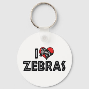 Ich liebe Herz Zebras - Zebra Liebhaber Schlüsselanhänger