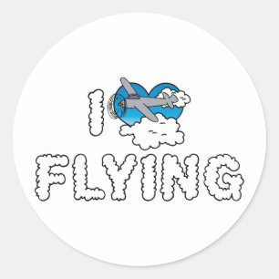 Ich liebe Herzfliegen - Flugzeugliebhaber Runder Aufkleber