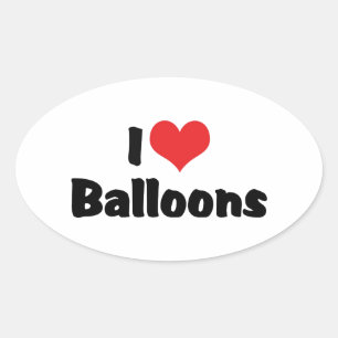 Ich liebe Herzluftballons Ovaler Aufkleber