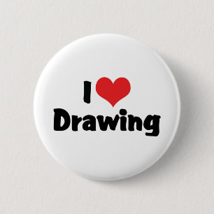 Ich liebe Herzzeichnung - Künstler & Illustrator Button