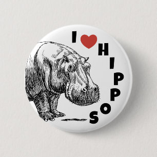 Ich liebe Hippos - Hippo-Liebhaber und Fans Button