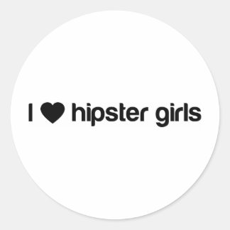 Ich liebe Hipster-Mädchen Runder Aufkleber