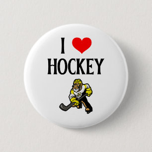 Ich liebe Hockey Ich Herz Hockey Lustiges Eishocke Button