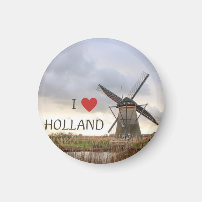Ich liebe Holland  Windmühlen Fotomagnet Magnet (Vorne)