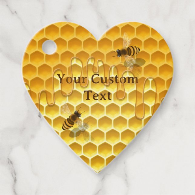 Ich liebe Honeybees Honeycomb Custom Geschenkanhänger (Vorderseite)