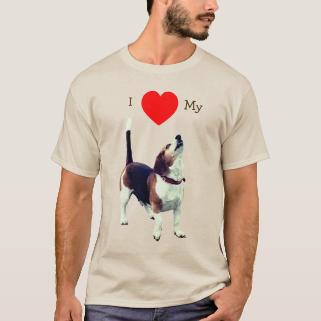 Ich Liebe höre meinen Beagle Hund T-Shirt (Vorderseite)