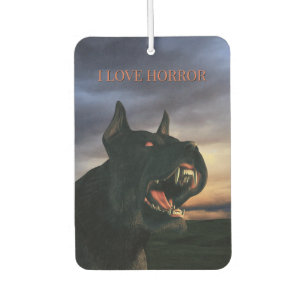 Ich liebe Horror. Großer, schwarzer Hund Autolufterfrischer