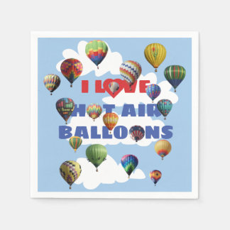 Ich Liebe Hot Air Balloons mit Red Blue Text Wolke Serviette
