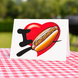Ich liebe Hotdogs Grußkarten Karte