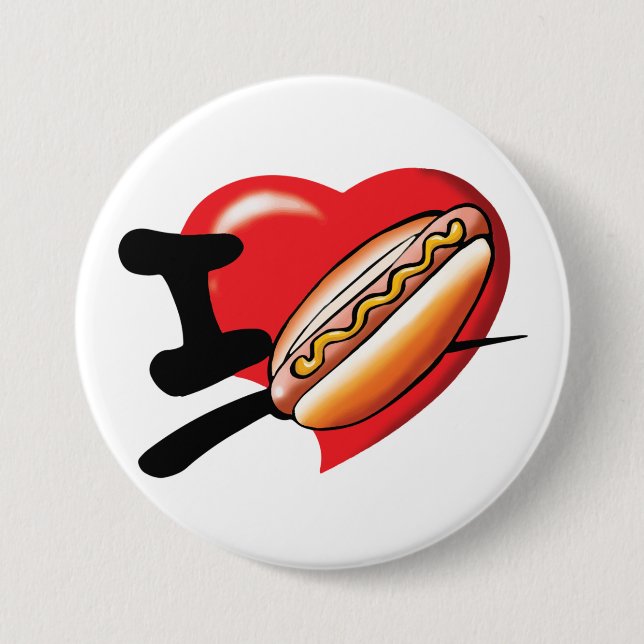 Ich liebe Hotdogs Knopf Button (Vorderseite)