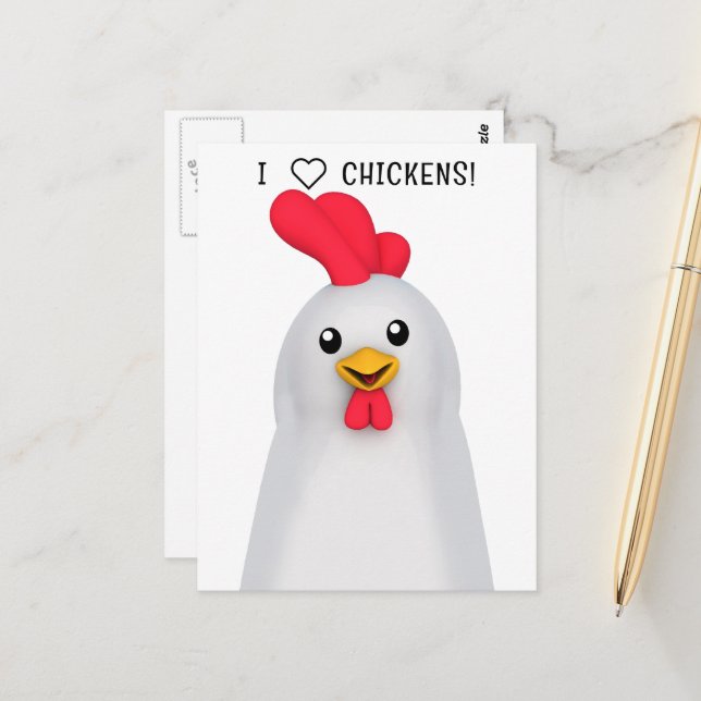 Ich liebe Hühner! Postkarte (Vorderseite/Rückseite Beispiel)