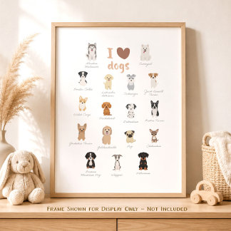 Ich liebe Hunde Neutraler Kinderzimmer-Dekorations Poster