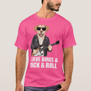 Ich liebe Hunde Rock Roll Labrador spielt E-Gita T-Shirt