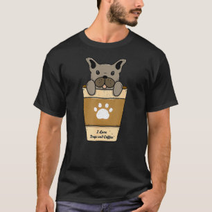 Ich Liebe Hunde und Kaffee für Kaffee Pfau Hunde L T-Shirt