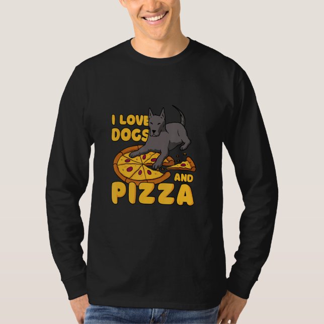 Ich Liebe Hunde und Pizza T-Shirt (Vorderseite)